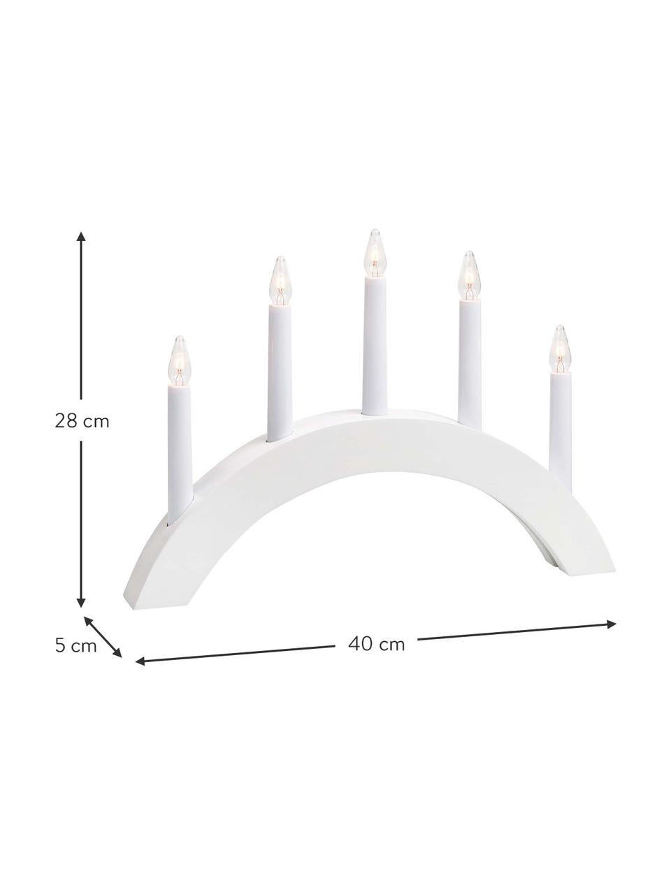 Kerzenleuchter Atle H 28 cm, mit Stecker, Gestell: Holz, lackiert, Weiss, B 40 x H 28 cm