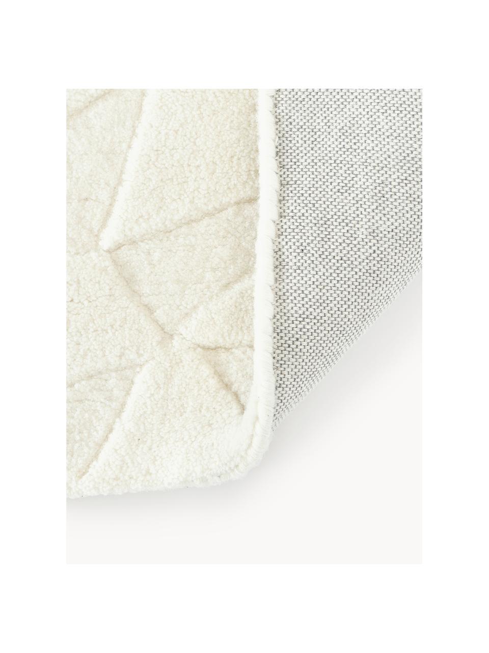 Handgetuft wollen vloerkleed Rory met hoog-laag structuur, Onderzijde: 100% katoen Het materiaal, Crèmewit, B 160 x L 230 cm (maat M)