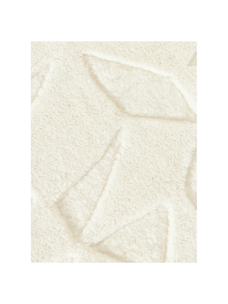 Handgetufteter Wollteppich Rory mit Hoch-Tief-Struktur, Flor: 100 % Wolle, Cremeweiss, B 160 x L 230 cm (Grösse M)