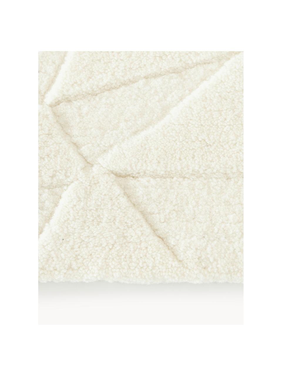 Alfombra artesanal de lana texturizada Rory, Parte superior: 100% lana, Reverso: 100% algodón El material , Blanco crema, An 160 x L 230 cm (Tamaño M)