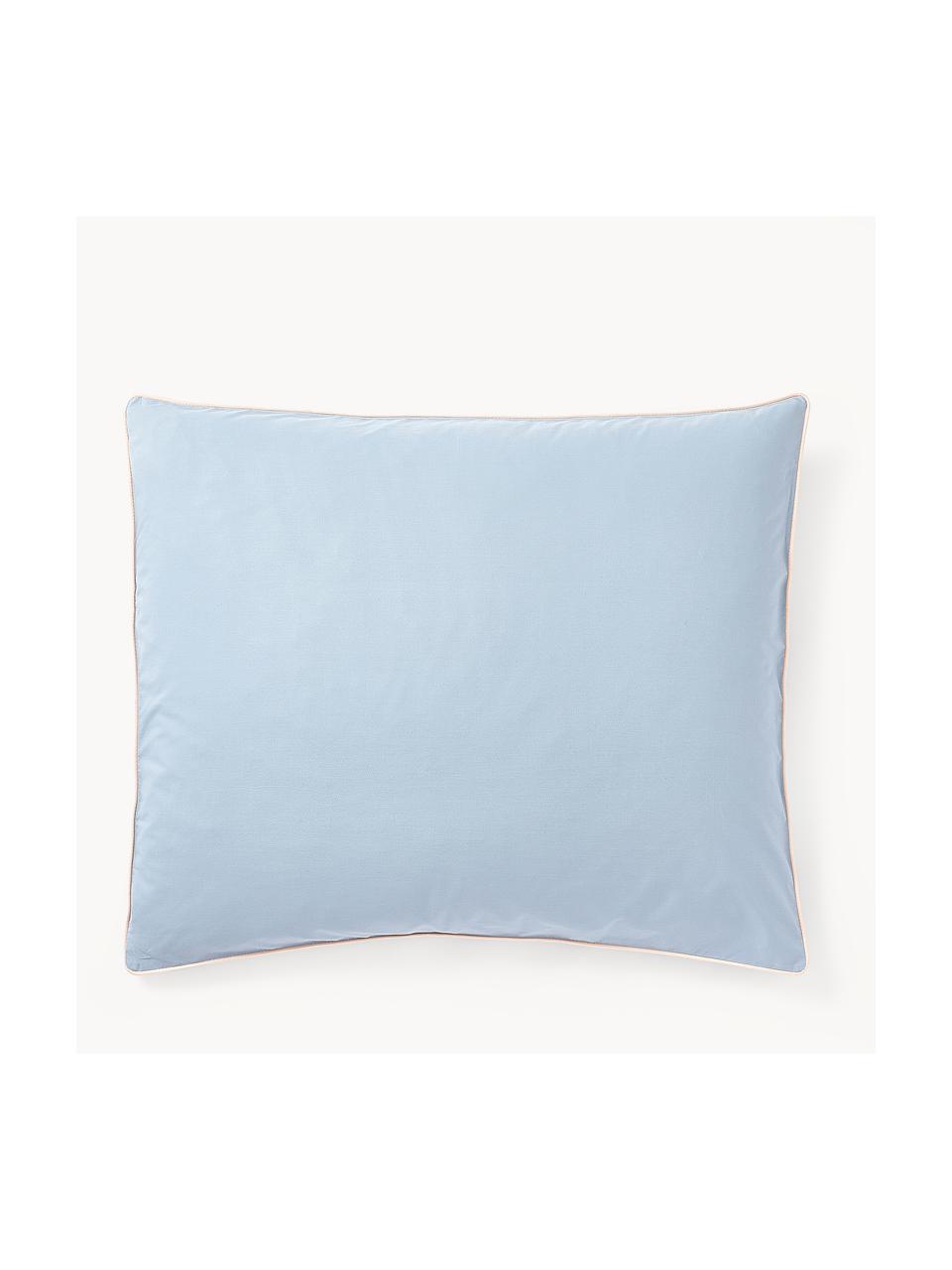 Povlak na polštář z bavlněného perkálu s lemováním Daria, Světle modrá, světle béžová, Š 40 cm, D 80 cm