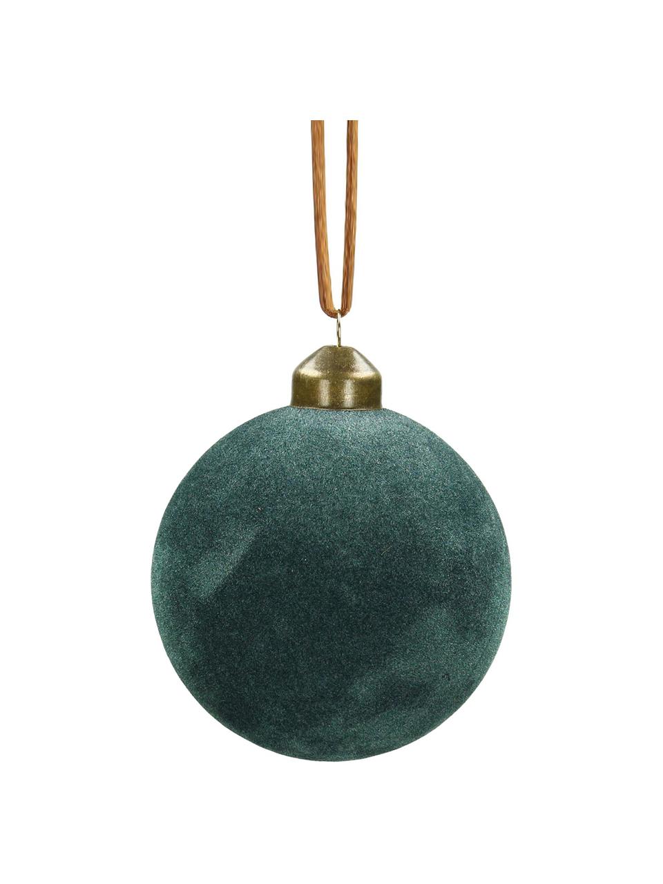Set 6 palline di Natale in velluto Velvet, Blu verde, Ø 8 cm