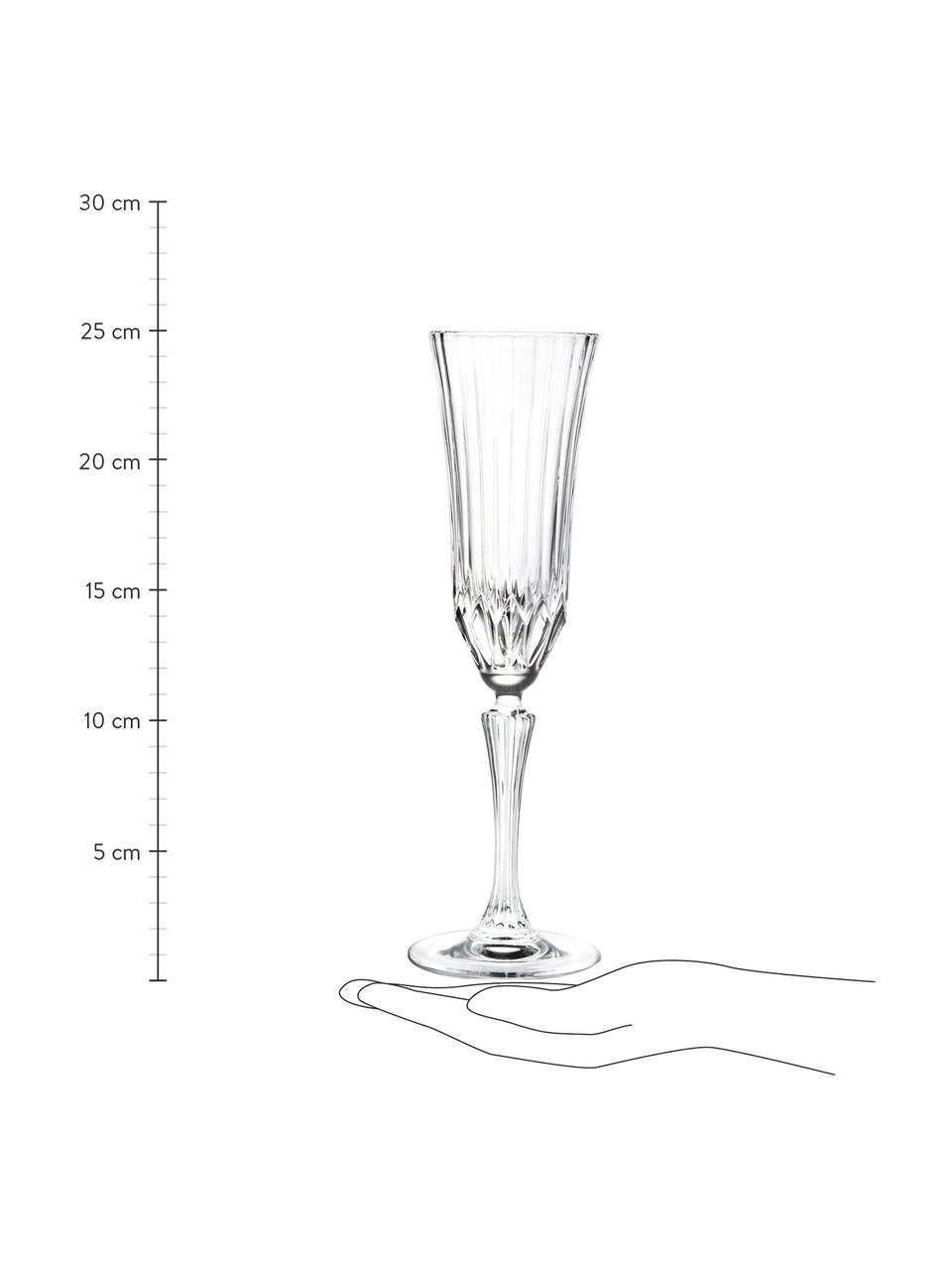 Kieliszek do szampana ze szkła kryształowego Adagio, 6 szt., Szkło kryształowe, Transparentny, Ø 8 x W 25 cm, 180 ml