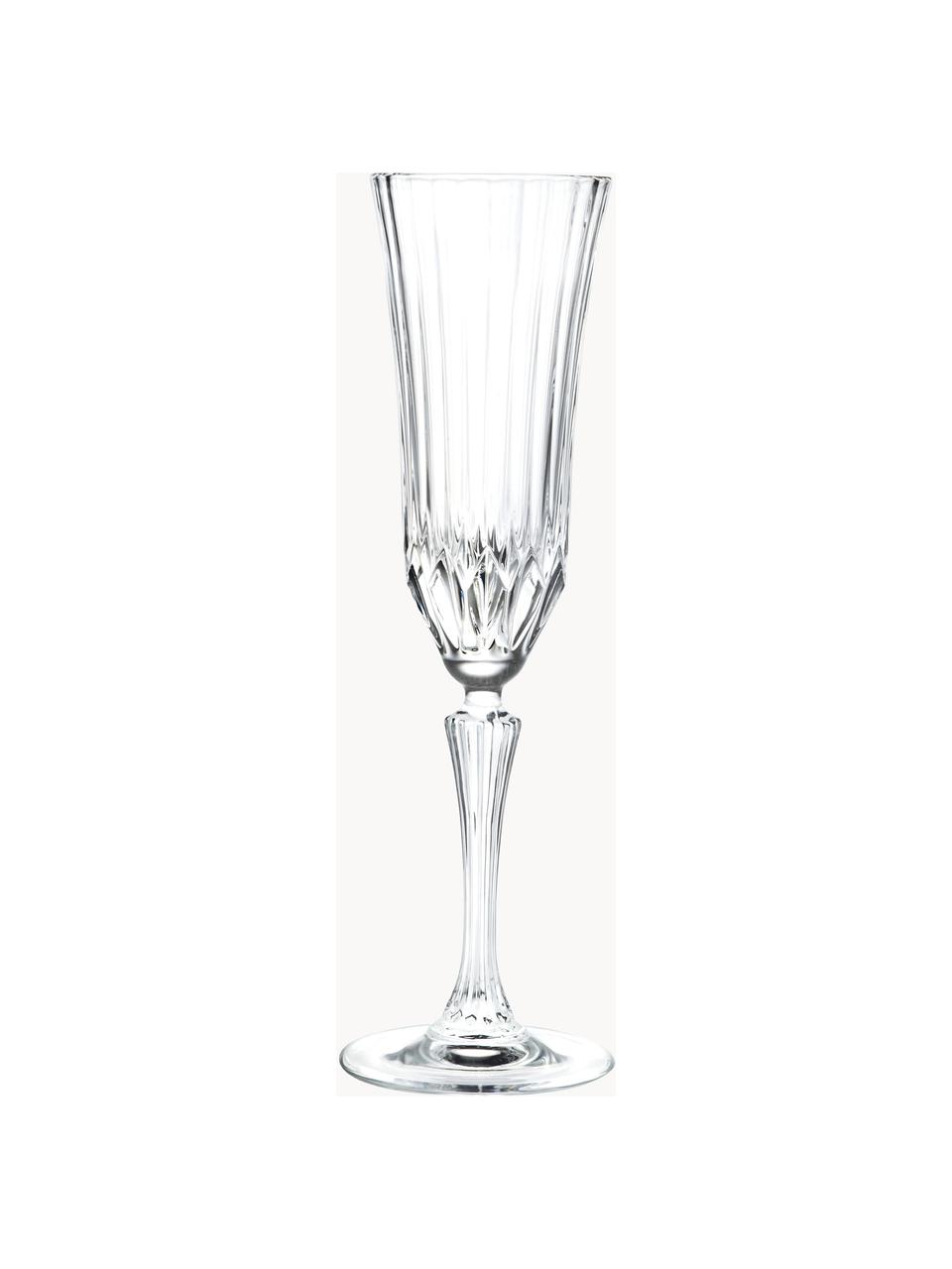 Bicchiere champagne in cristallo con rilievo Adagio 6 pz, Cristallo, Trasparente, Ø 8 x Alt. 25 cm, 180 ml