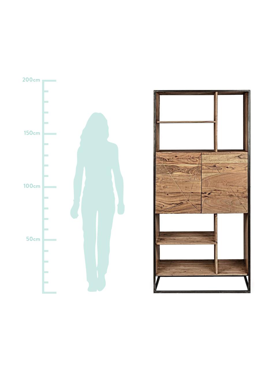 Estantería Egon, Estructura: madera de acacia con pint, Acacia, negro, An 88 x Al 193 cm