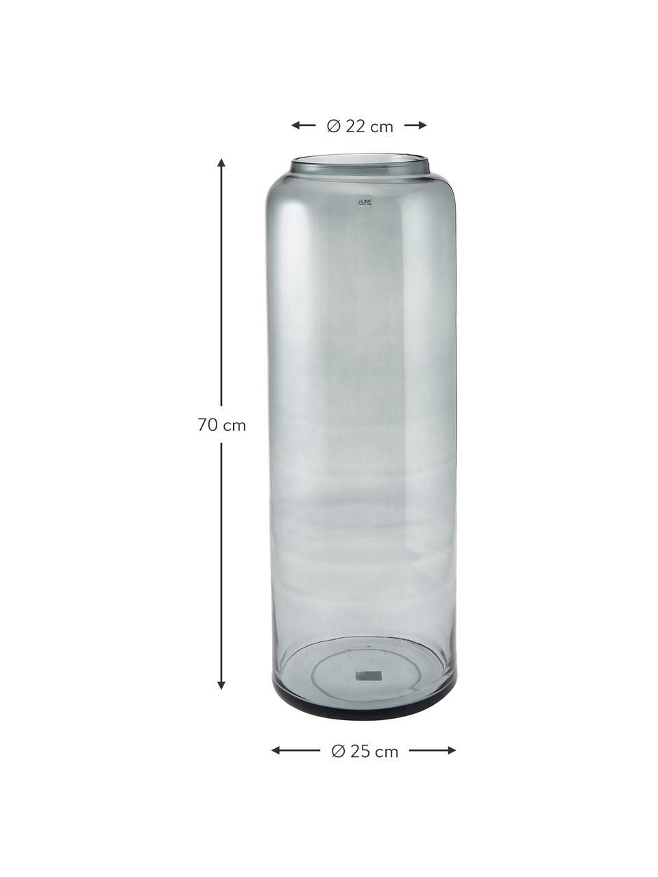 Vloervaas Right van glas, Glas, Grijs, Ø 25 x H 70 cm