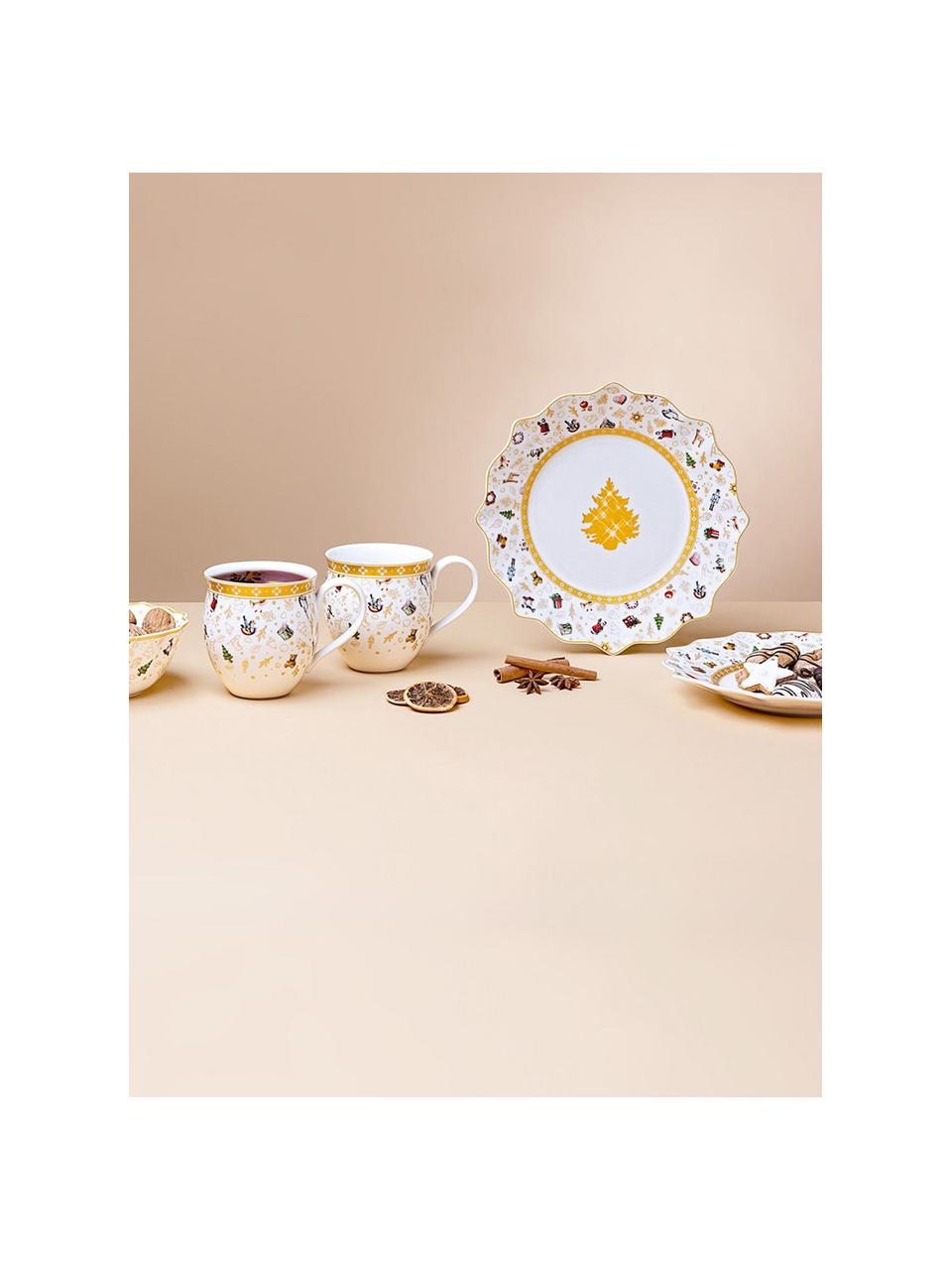 Vajilla de porcelana Deligh, 2 comensales (6 pzas.), Porcelana Premium, Blanco estampado dorado, 2 comensales (6 pzas.)