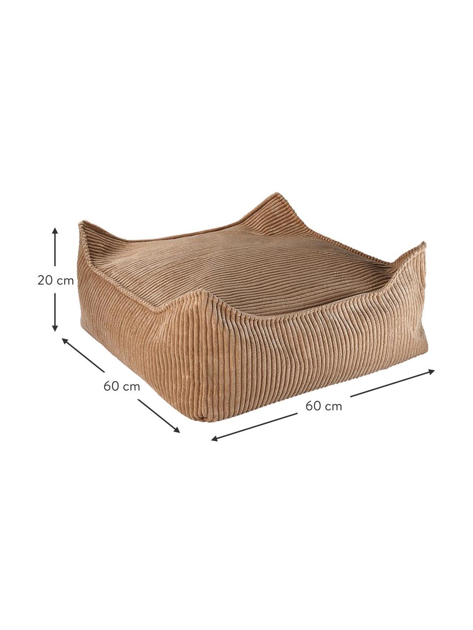 Dětský podlahový polštář z manšestru Sugar, Světle hnědá, Š 60 cm, H 60 cm