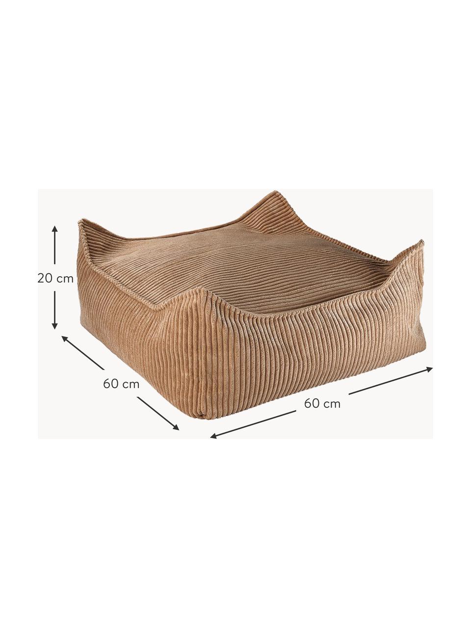 Cojín de suelo infantil de pana Sugar, Funda: pana (100% poliéster) pro, Pana marrón claro, An 60 x F 60 cm