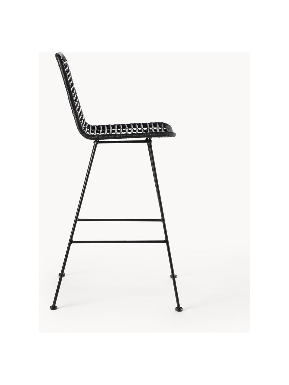Chaise de bar en polyrotin Costa, Noir, larg. 56 x haut. 110 cm