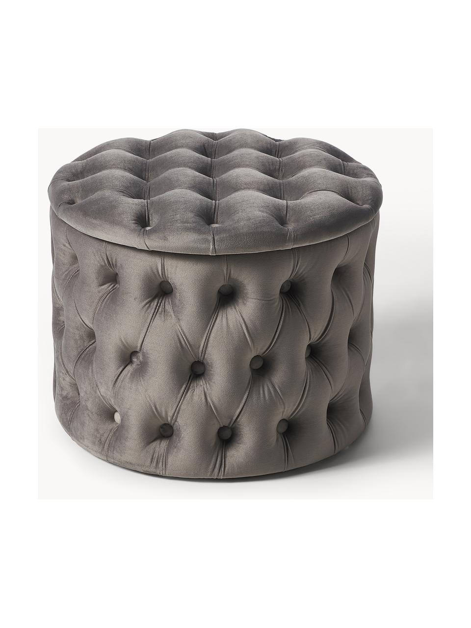 Pouf contenitore in velluto Chiara, Rivestimento: velluto (poliestere) Con , Velluto taupe, Ø 50 x Alt. 42 cm