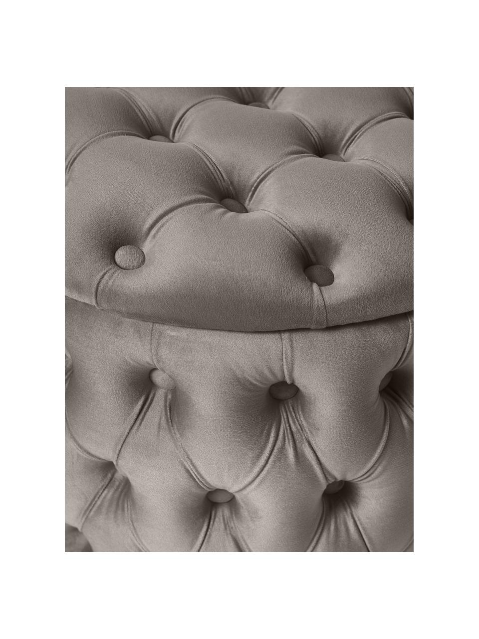 Pouf coffre en velours Chiara, Velours gris, Ø 50 x haut. 42 cm