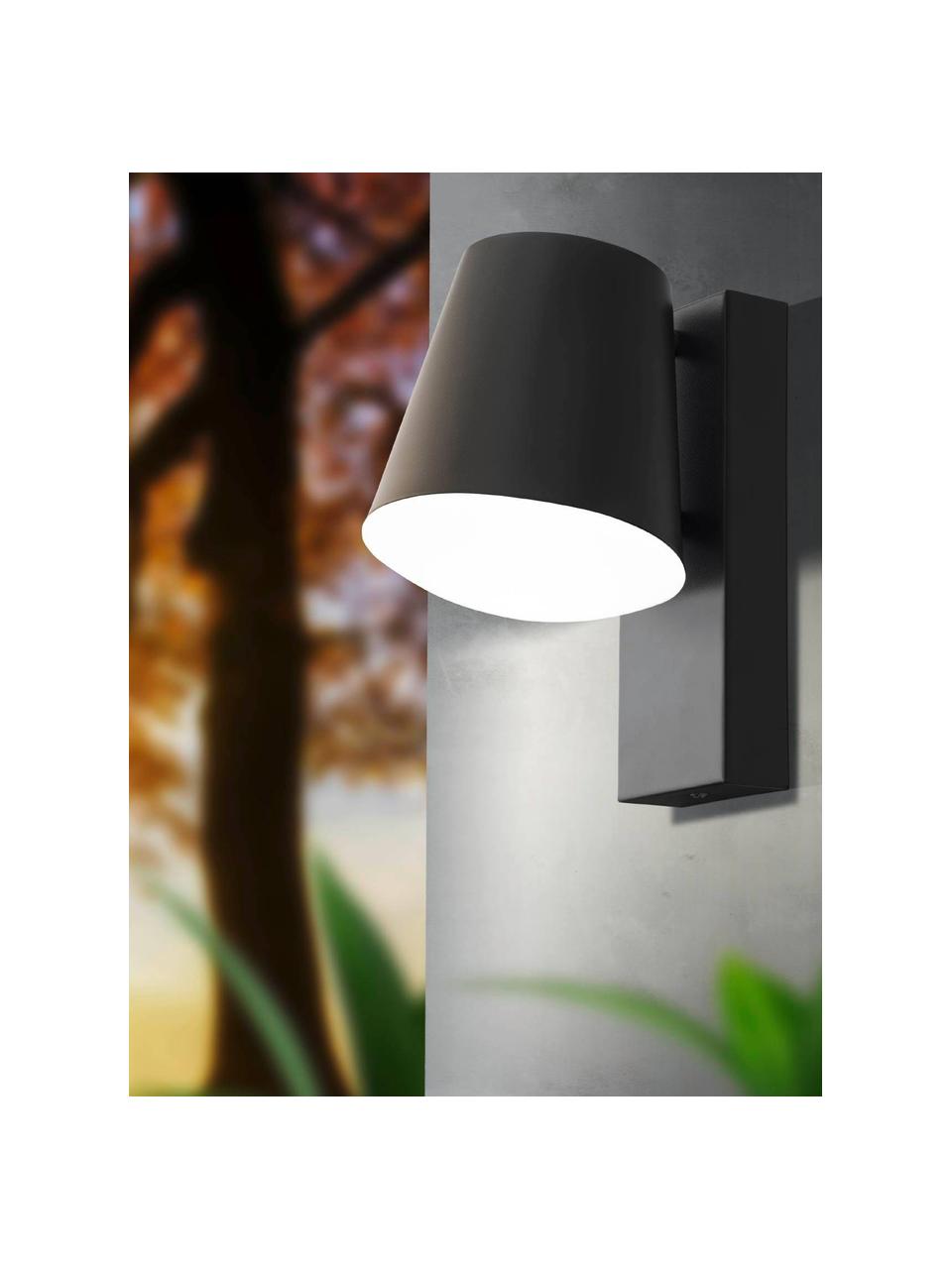 Outdoor wandlamp Caldiero, Lampenkap: verzinkt staal, Diffuser: kunststof, Antraciet, B 14 x H 24 cm