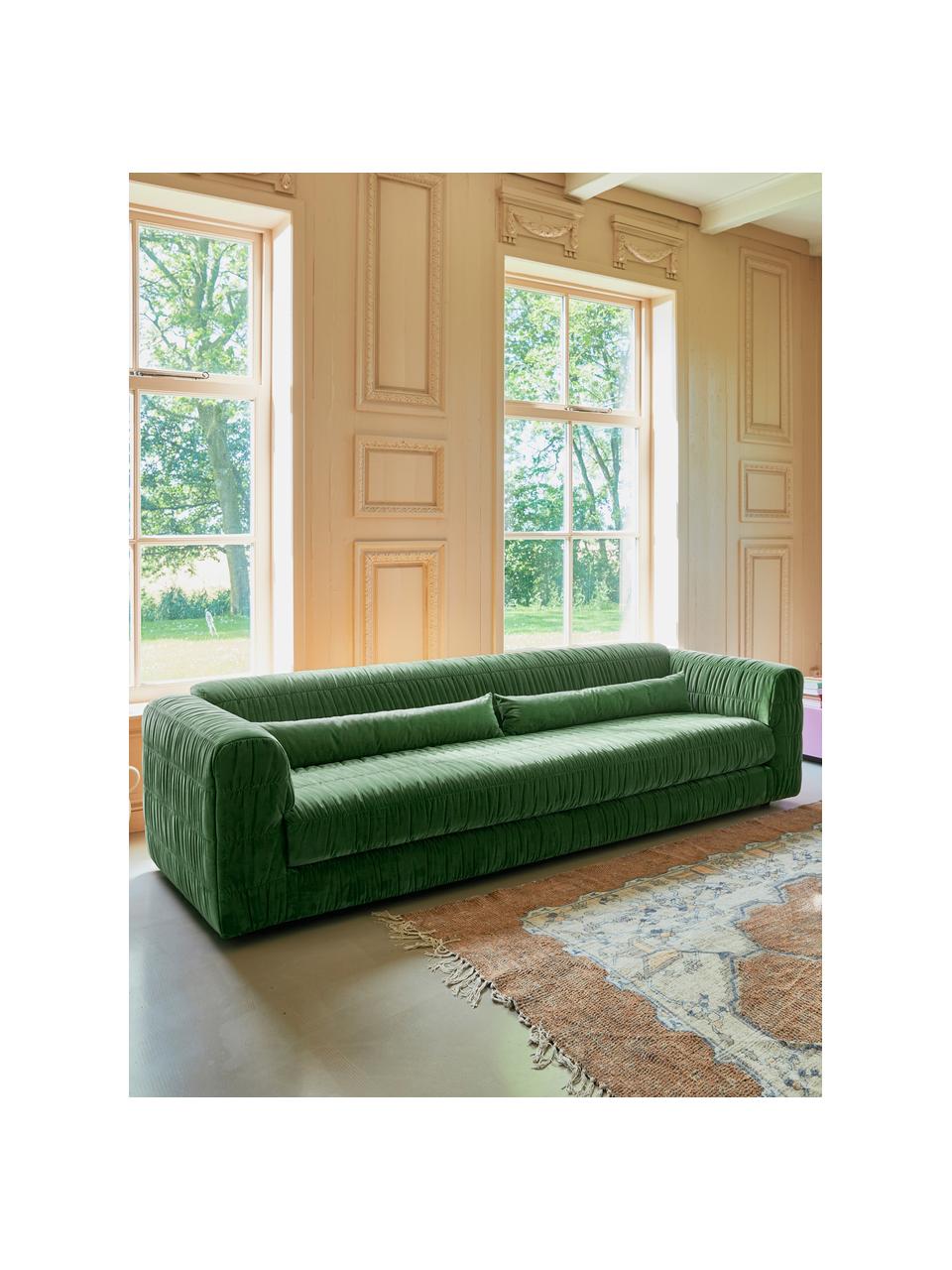 Samt-Sofa Club (3-Sitzer), Bezug: Samt (100% Polyester), Füße: Metall, pulverbeschichtet, Samt Grün, B 274 x T 108 cm