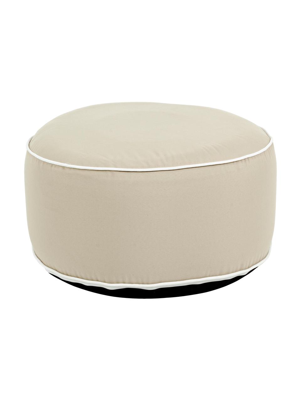 Outdoorpouf Rihanna, Bezug: Polyester, Wasser- und UV, Innen: PCV, Beige, Weiß, Ø 53 x H 23 cm