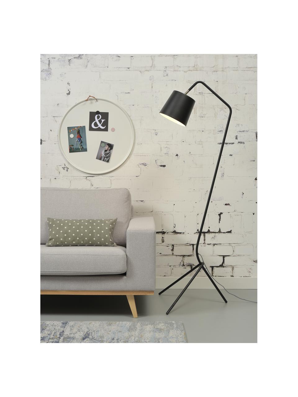 Design vloerlamp Barcelona van metaal, Lampenkap: gecoat metaal, Lampvoet: gecoat metaal, Zwart, 57 x 155 cm