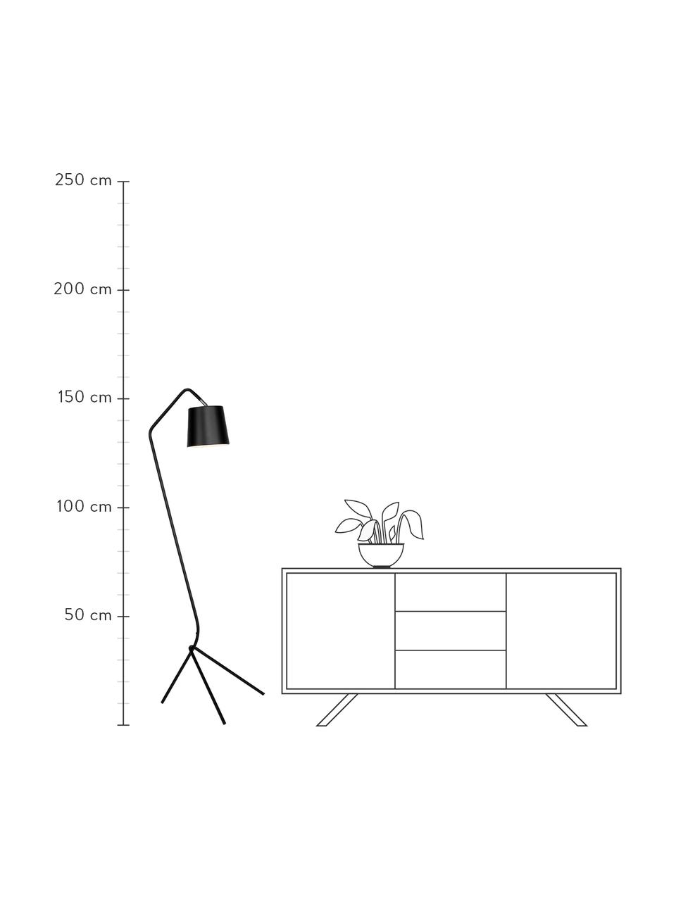 Lámpara de pie de diseño Barcelona, Pantalla: metal recubierto, Cable: cubierto en tela, Negro, An 57 x Al 155 cm