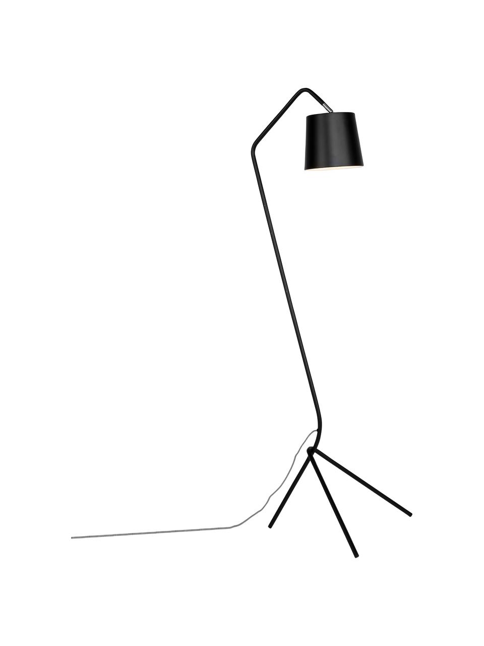 Design vloerlamp Barcelona van metaal, Lampenkap: gecoat metaal, Lampvoet: gecoat metaal, Zwart, 57 x 155 cm