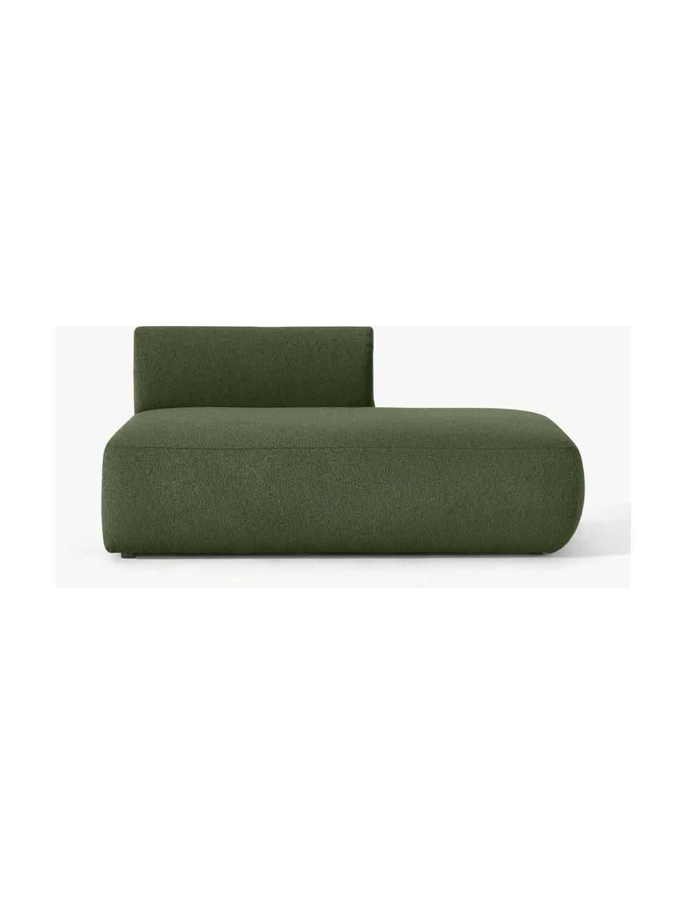 Modulo componibile in tessuto bouclé Sofia, Rivestimento: bouclé (100 % poliestere), Struttura: legno di abete rosso, cer, Piedini: plastica, Bouclé verde scuro, Larg. 160 x Prof. 103 cm, schienale a sinistra