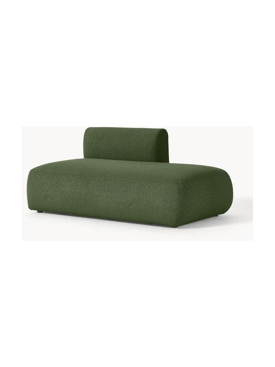 Modulaire bouclé chaise longue Sofia, Bekleding: bouclé (100% polyester) M, Frame: sparrenhout, spaanplaat, , Poten: kunststof Dit product is , Bouclé donkergroen, B 159 x D 103 cm, rugleuning links