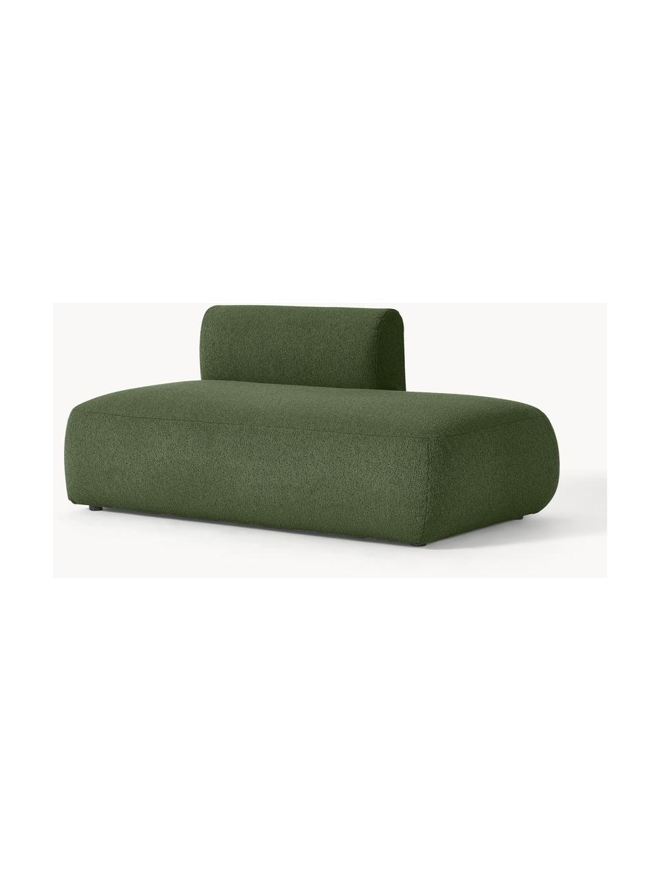 Modulo componibile in tessuto bouclé Sofia, Rivestimento: bouclé (100 % poliestere), Struttura: legno di abete rosso, cer, Piedini: plastica, Bouclé verde scuro, Larg. 160 x Prof. 103 cm, schienale a sinistra