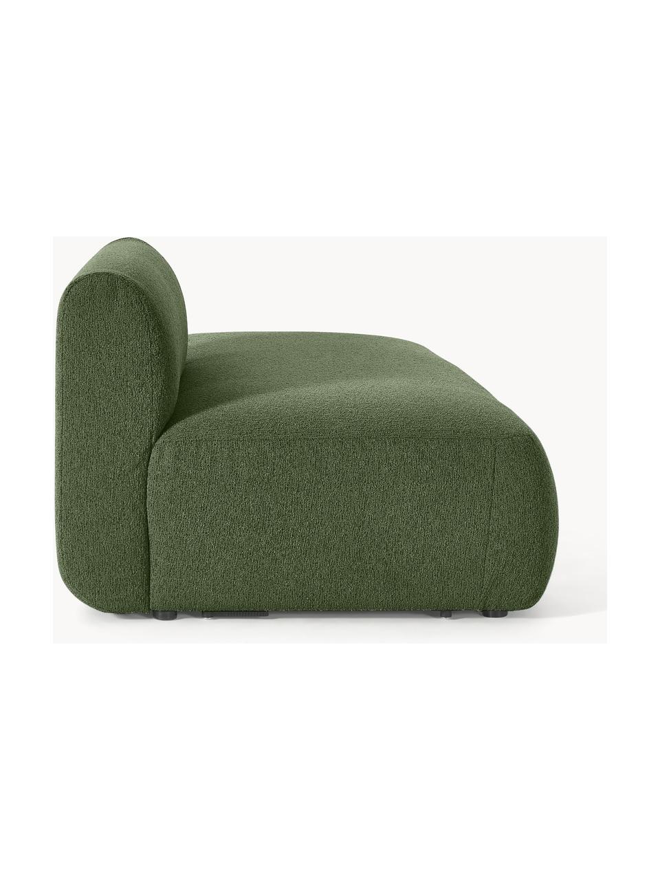 Diván modular en tejido bouclé Sofia, Tapizado: tejido bouclé (100% polié, Estructura: madera de abeto, tablero , Patas: plástico Este producto es, Bouclé verde oscuro, An 159 x F 103 cm, respaldo izquierdo