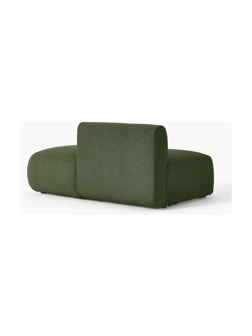 Modulaire bouclé chaise longue Sofia, Bekleding: bouclé (100% polyester) M, Frame: sparrenhout, spaanplaat, , Poten: kunststof Dit product is , Bouclé donkergroen, B 159 x D 103 cm, rugleuning links