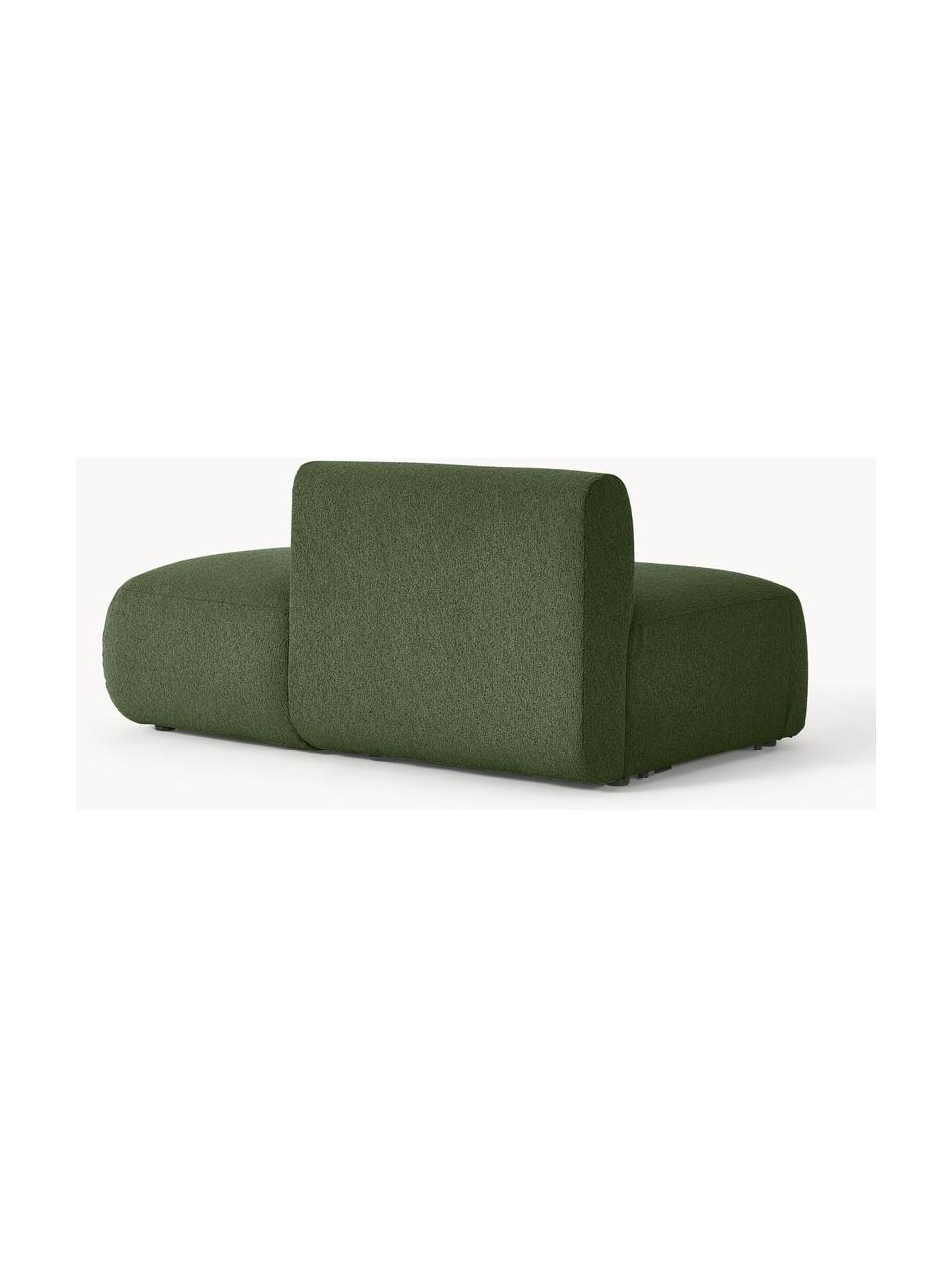 Modulo componibile in tessuto bouclé Sofia, Rivestimento: bouclé (100 % poliestere), Struttura: legno di abete rosso, cer, Piedini: plastica, Bouclé verde scuro, Larg. 160 x Prof. 103 cm, schienale a sinistra