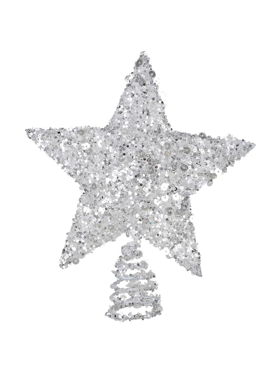 Estrella para árbol Top, Hierro, Lentejuelas plateadas, L 12 x Al 22 cm