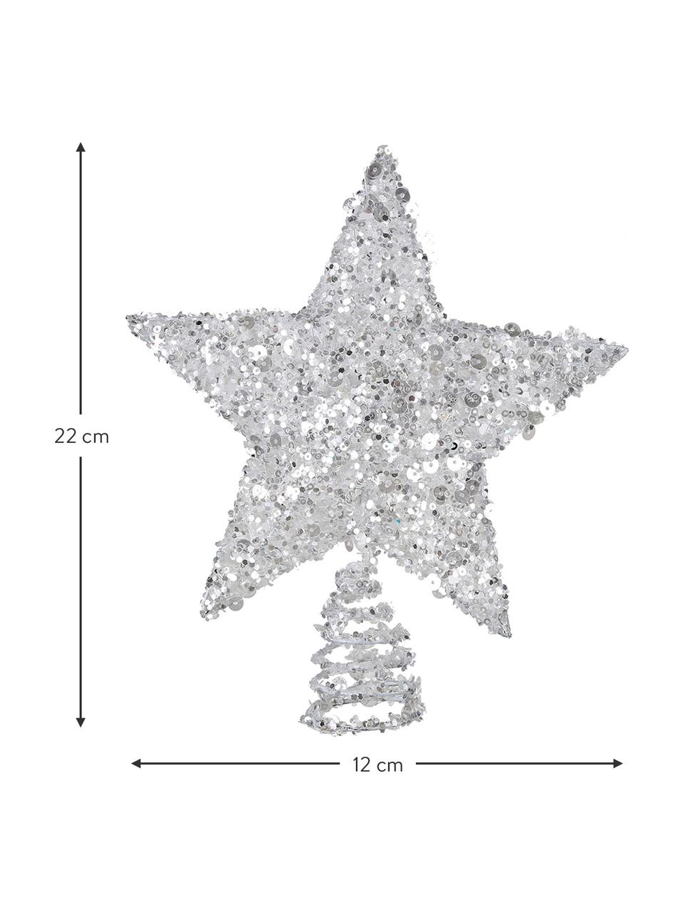 Estrella para árbol Top, Hierro, Lentejuelas plateadas, L 12 x Al 22 cm