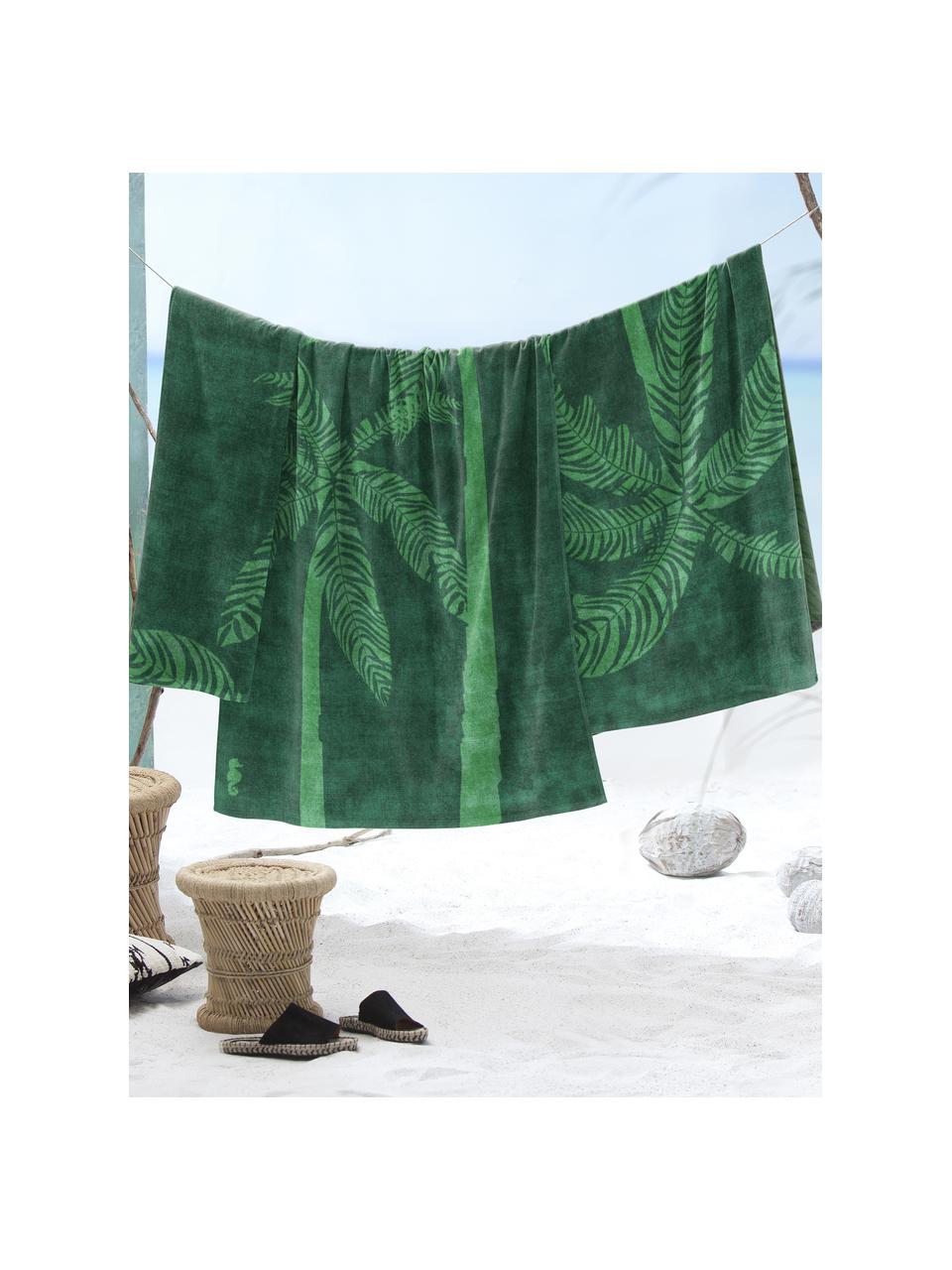 Plážová osuška s motívom paliem Las Palmas, Odtiene zelenej, Š 100 x D 180 cm