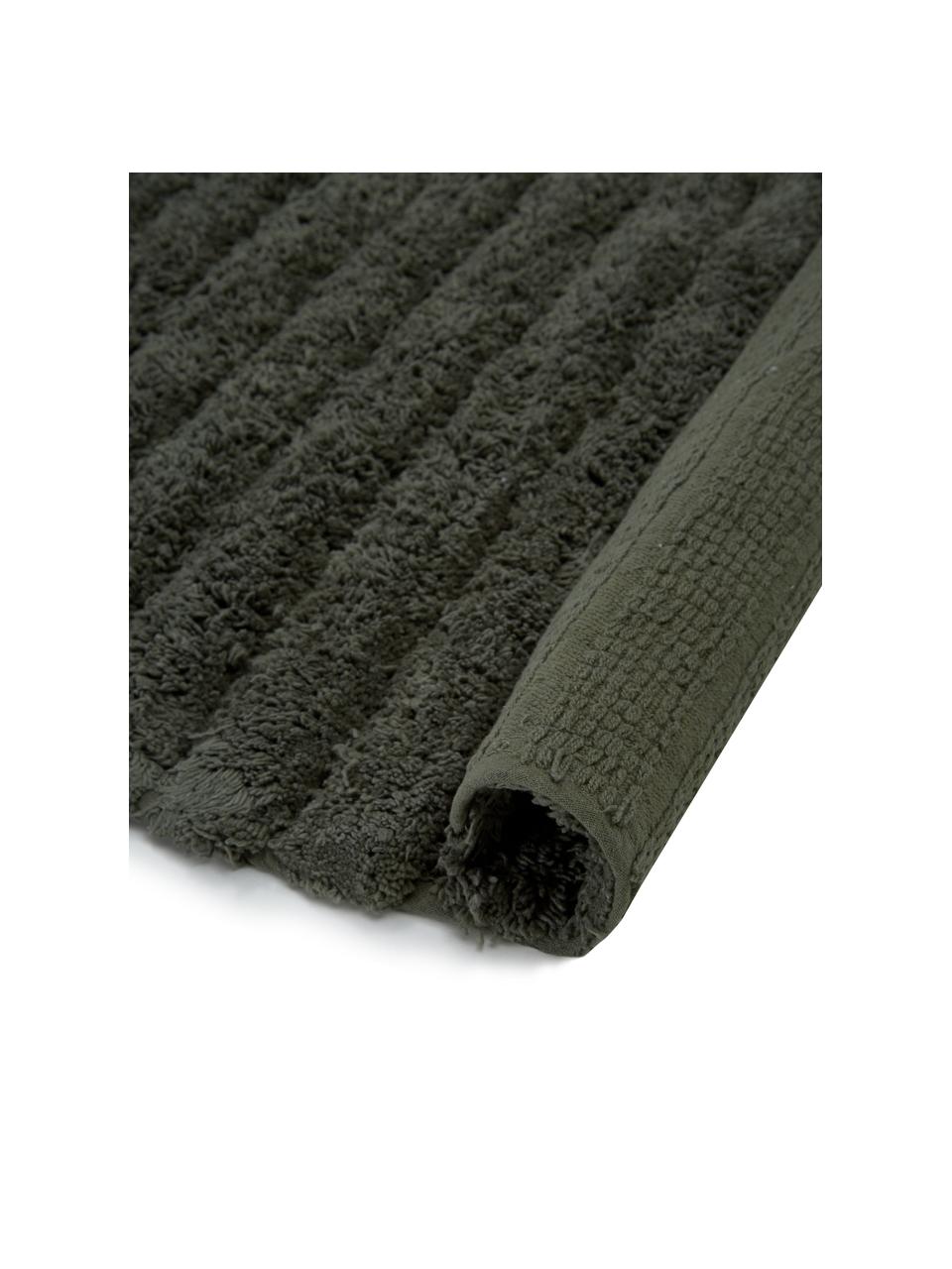 Tapis de bain moelleux vert foncé Board, 100 % coton bio
Qualité supérieure 1900 g/m², Vert, larg. 60 x long. 90cm