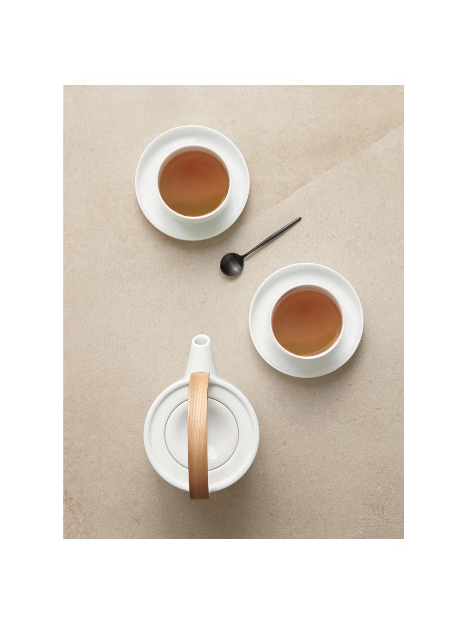 Teekanne Coppa sencha aus Porzellan mit Holzgriff, 1 L, Kanne: Porzellan, Griff: Holz, Weiß, 1 L