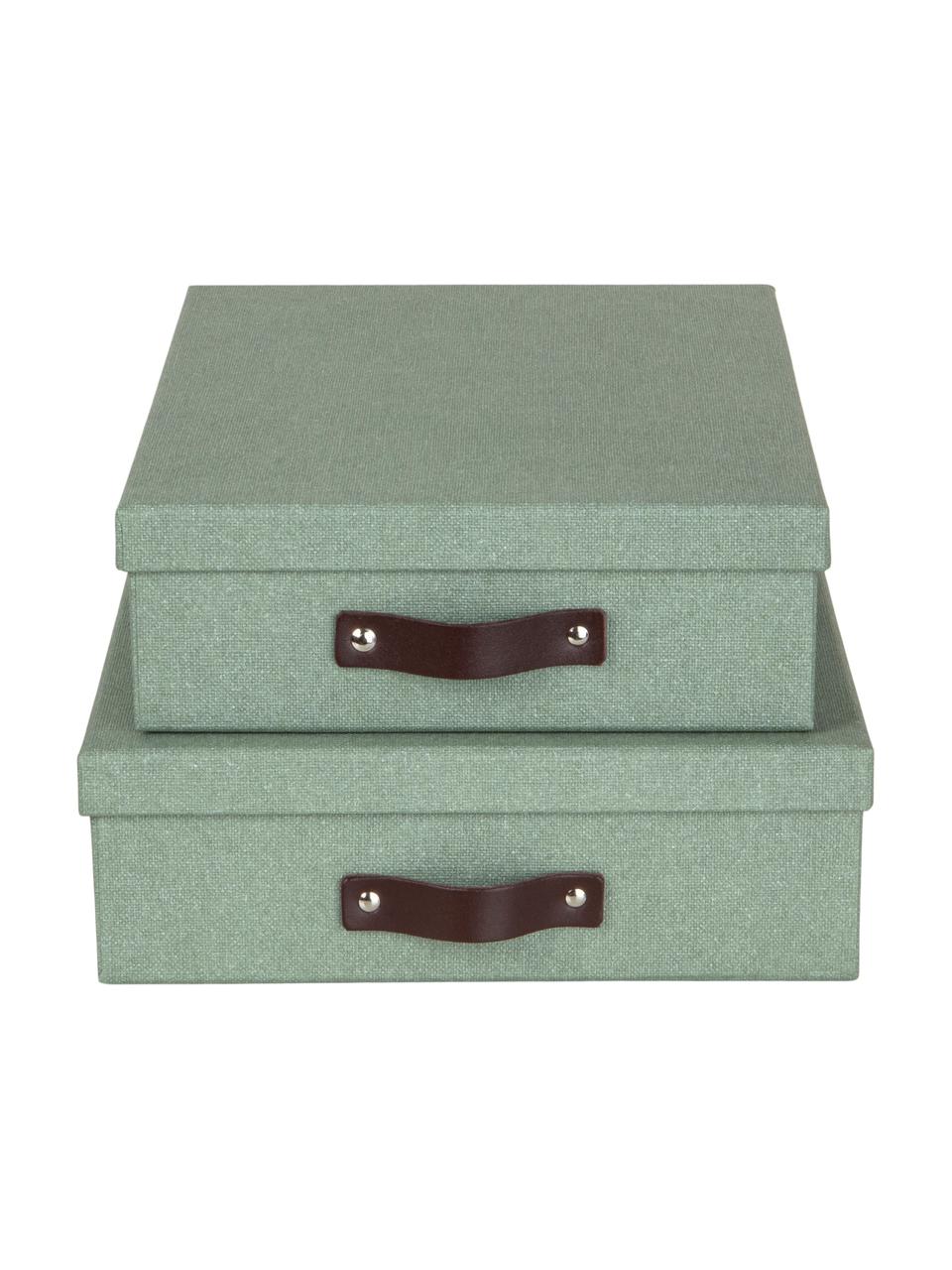 Boîtes de rangement Rasmus, 2 élém., Vert sauge, Lot de différentes tailles