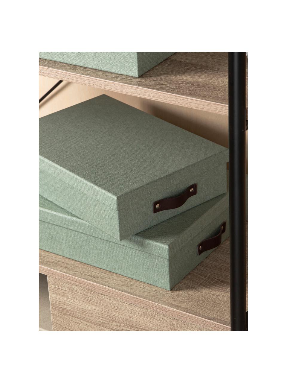 Cajas Rasmus, 2 uds., Caja: cartón rígido, Verde salvia, Set de diferentes tamaños