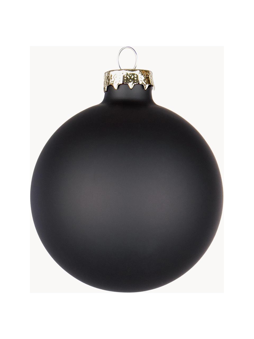 Palline albero di Natale, varie misure, Vetro, Nero opaco, Ø 8 x Alt. 8 cm, 12 pz