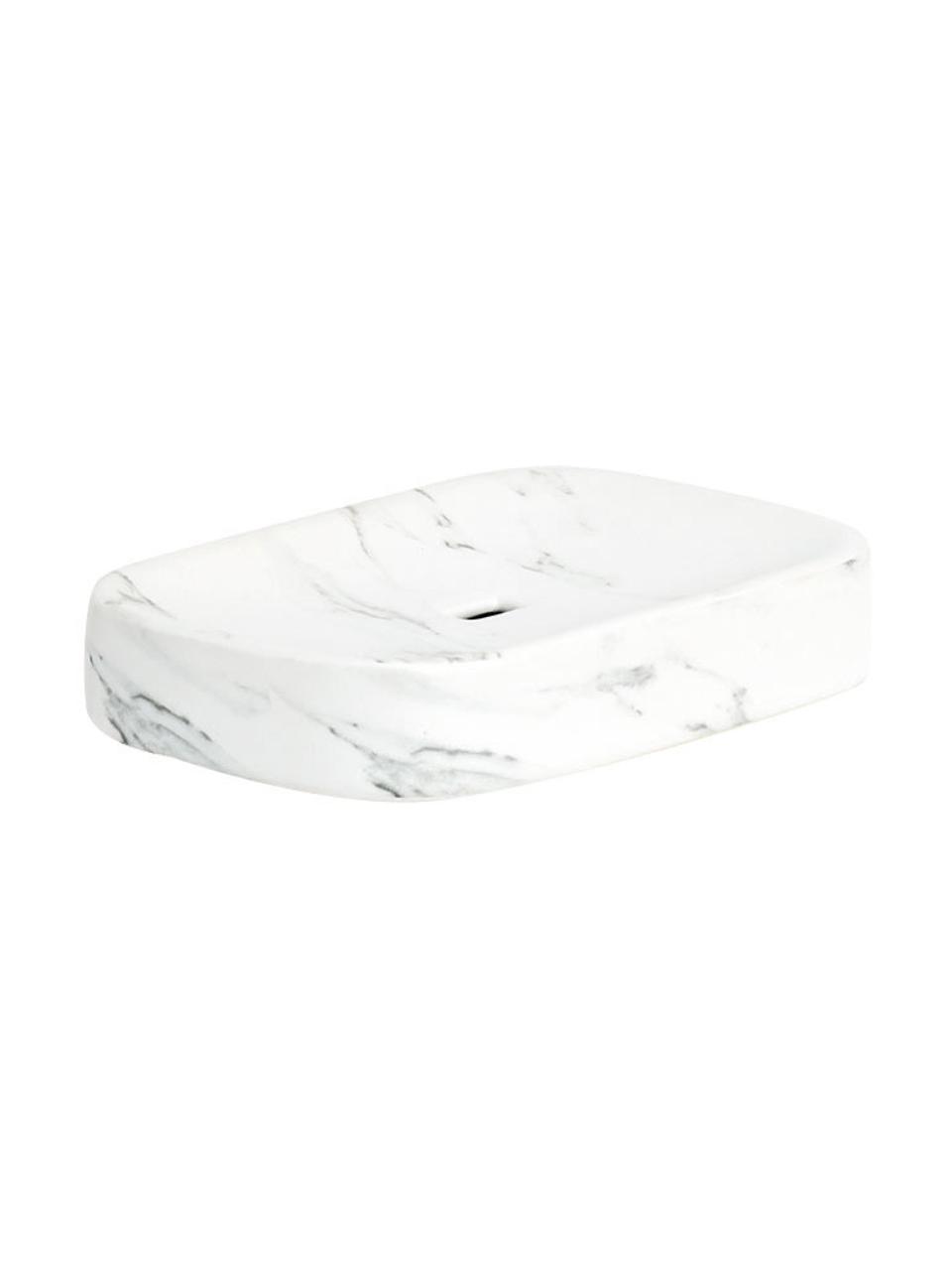 Portasapone in ceramica effetto marmo Marble, Ceramica, Bianco, Larg. 13 x Alt. 2 cm