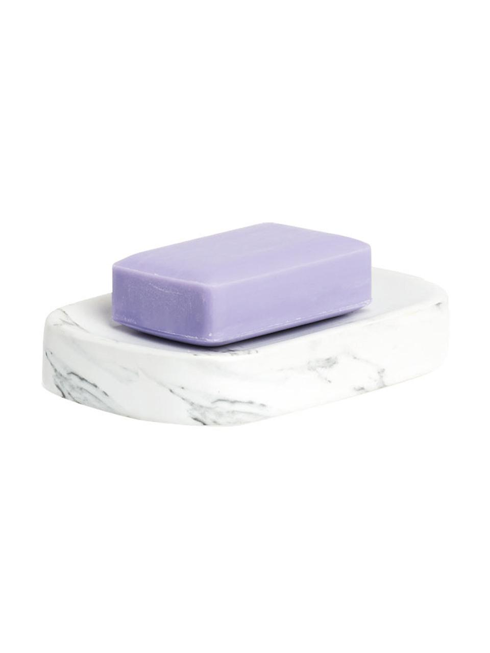 Porte-savon en céramique Marble, Céramique, Blanc, larg. 13 x haut. 2 cm