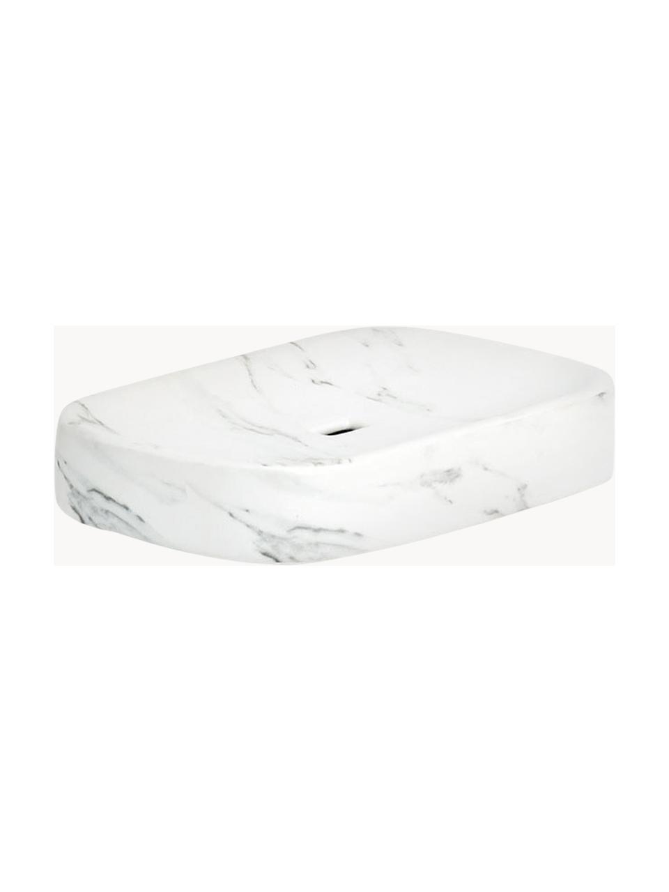 Porte-savon en céramique Marble, Céramique, Blanc, larg. 13 x haut. 2 cm