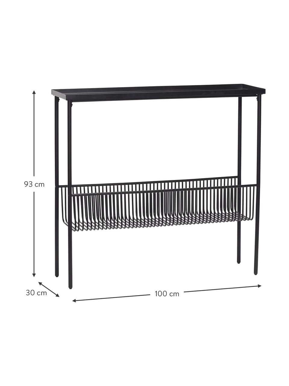 Console en métal Eyrie, Métal, enduit, Noir, larg. 100 x haut. 93 cm