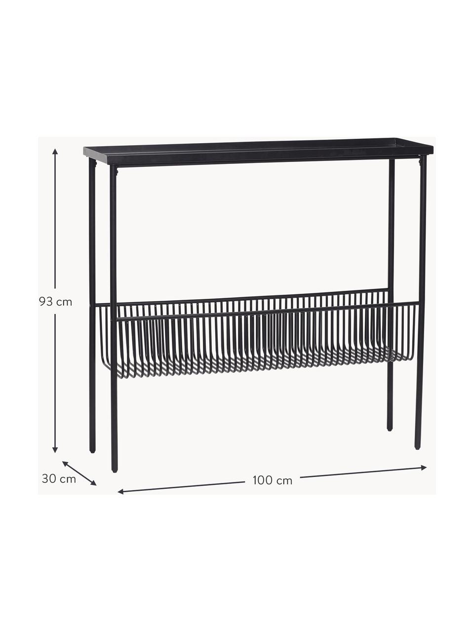 Metalen sidetable Eyrie, Gecoat metaal, Zwart, B 100 x H 93 cm