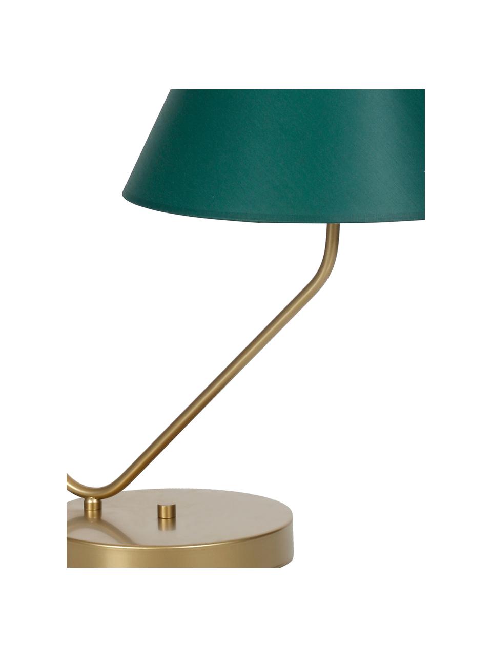 Lampada da tavolo di design Victoria, Paralume: miscela di cotone, Base della lampada: metallo rivestito, Verde, dorato, Larg. 45 x Alt. 50 cm