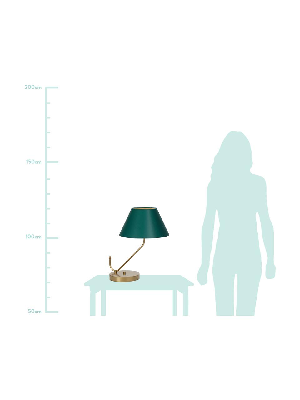 Große Tischlampe Victoria, Lampenschirm: Baumwollgemisch, Lampenfuß: Metall, beschichtet, Grün, Goldfarben, 45 x 50 cm