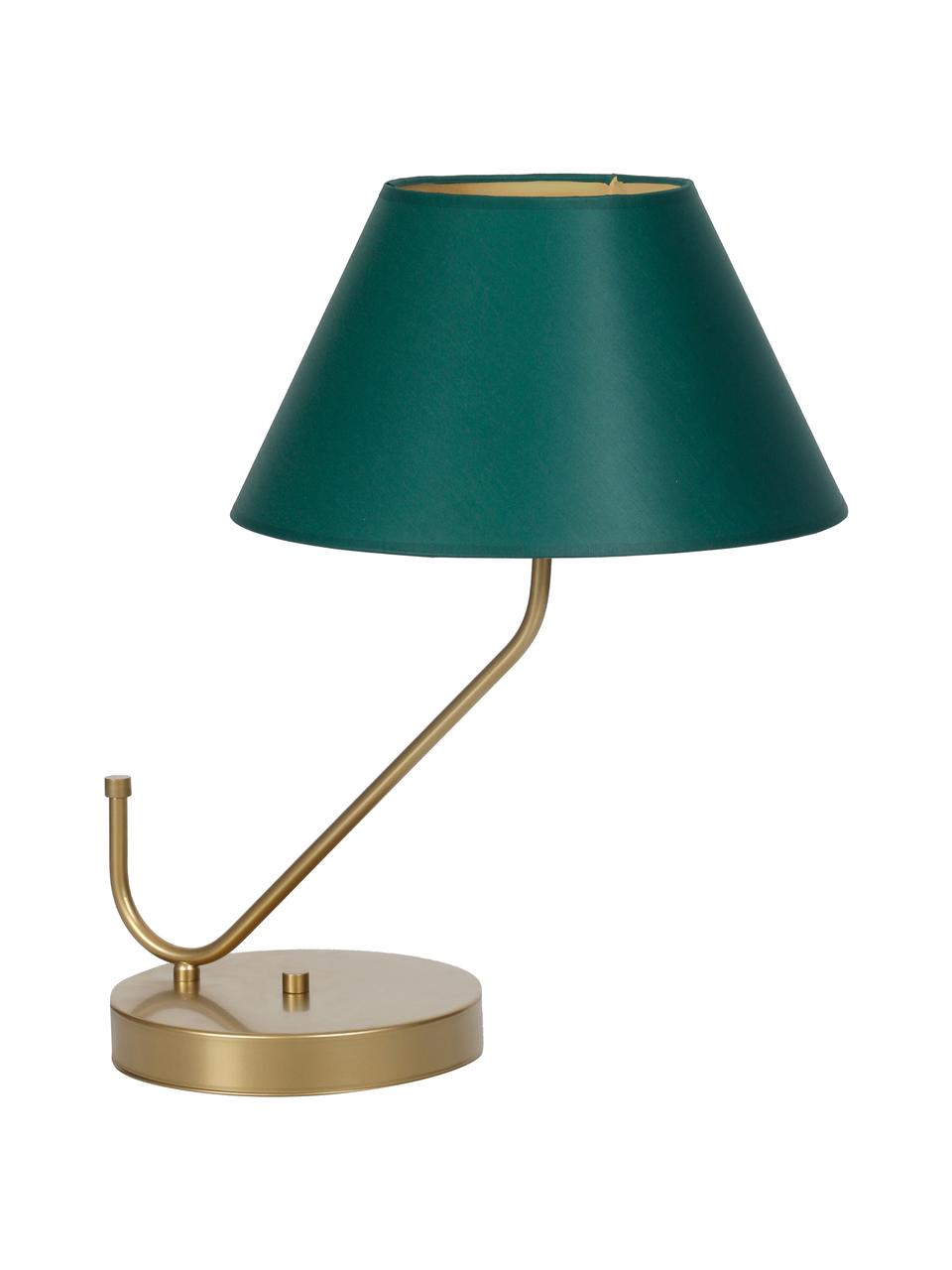 Große Tischlampe Victoria, Lampenschirm: Baumwollgemisch, Lampenfuß: Metall, beschichtet, Grün, Goldfarben, 45 x 50 cm