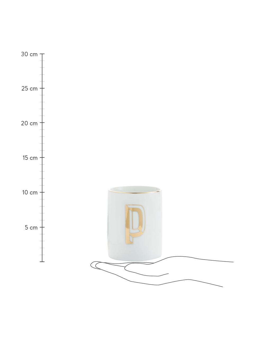 Mug porcelaine Yours (variantes de A à Z), Porcelaine, Blanc, couleur dorée, Mug P, 300 ml