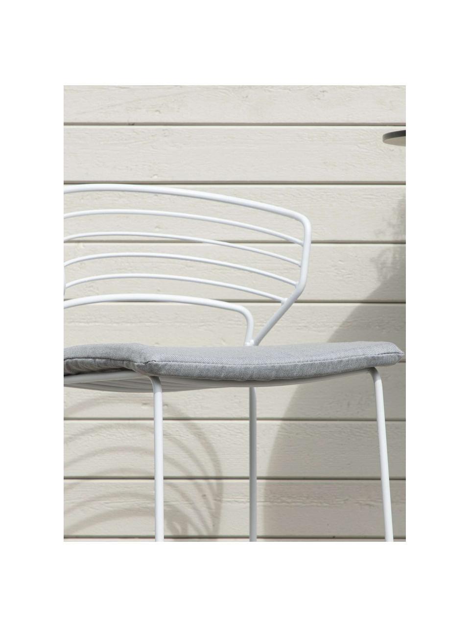 Tabouret de bar en métal Milano, Blanc, gris clair, larg. 47 x haut. 94 cm