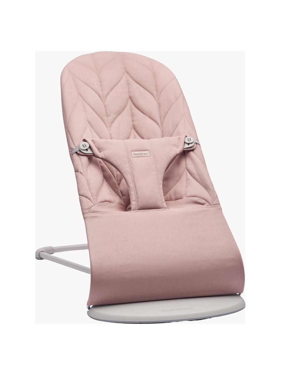 Gesteppte Babywippe Bliss, Bezug: 65 % Polyester (recycelt), Gestell: 79 % Metall, 21 % Kunstst, Hellrosa, B 35 x T 56 cm