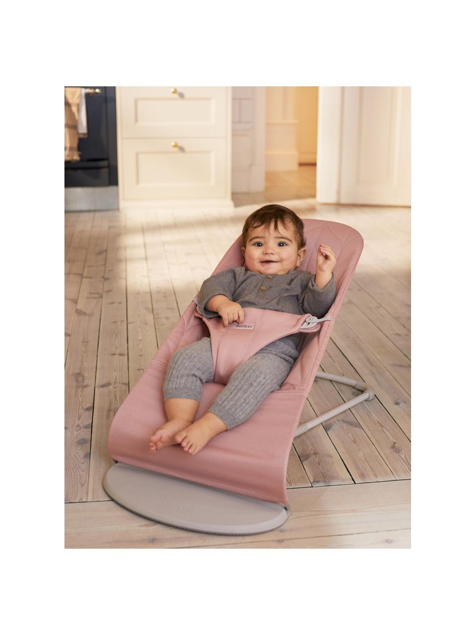 Gesteppte Babywippe Bliss, Bezug: 65 % Polyester (recycelt), Gestell: 79 % Metall, 21 % Kunstst, Hellrosa, B 35 x T 56 cm