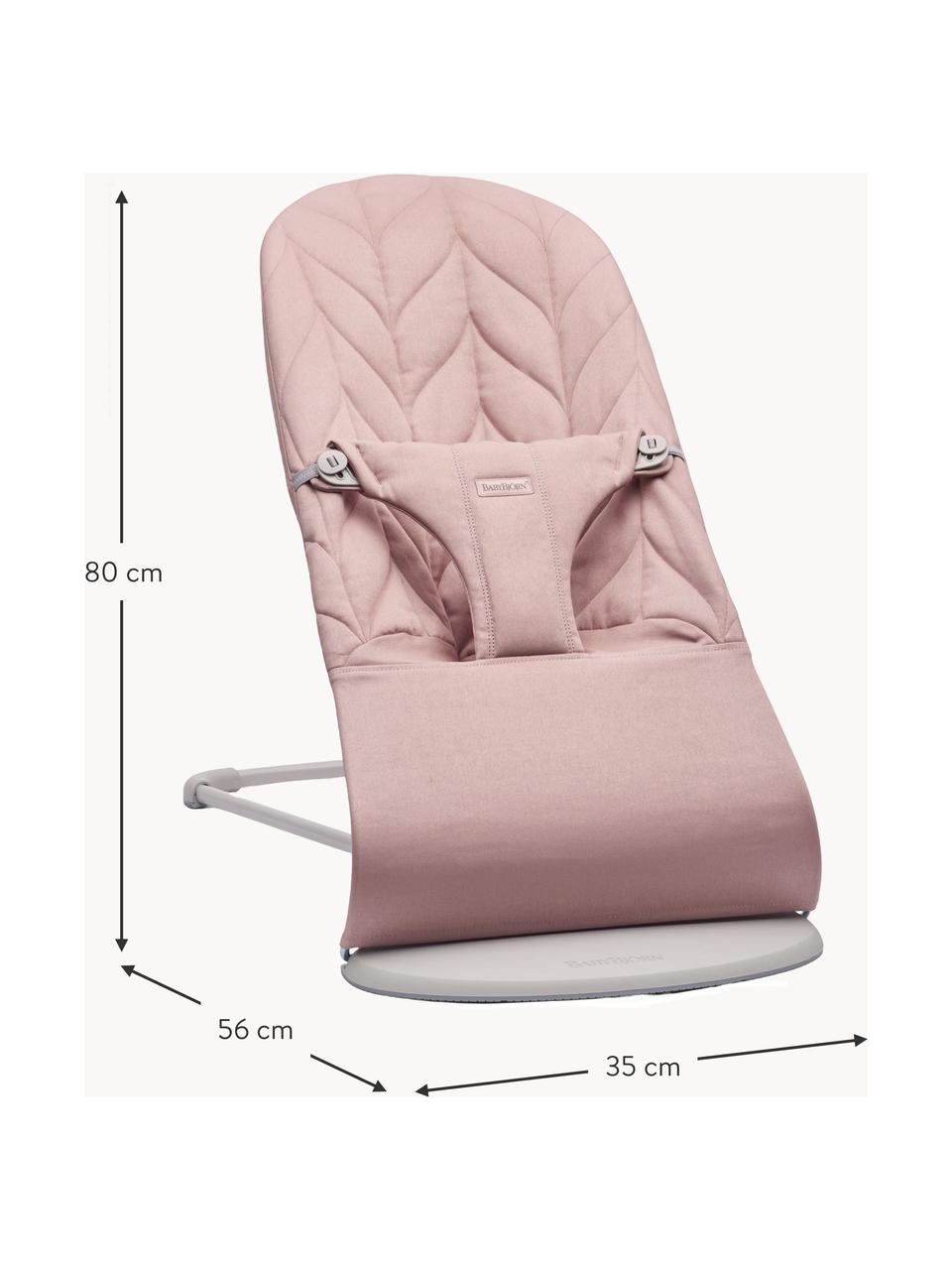 Gesteppte Babywippe Bliss, Bezug: 65 % Polyester (recycelt), Gestell: 79 % Metall, 21 % Kunstst, Hellrosa, B 35 x T 56 cm