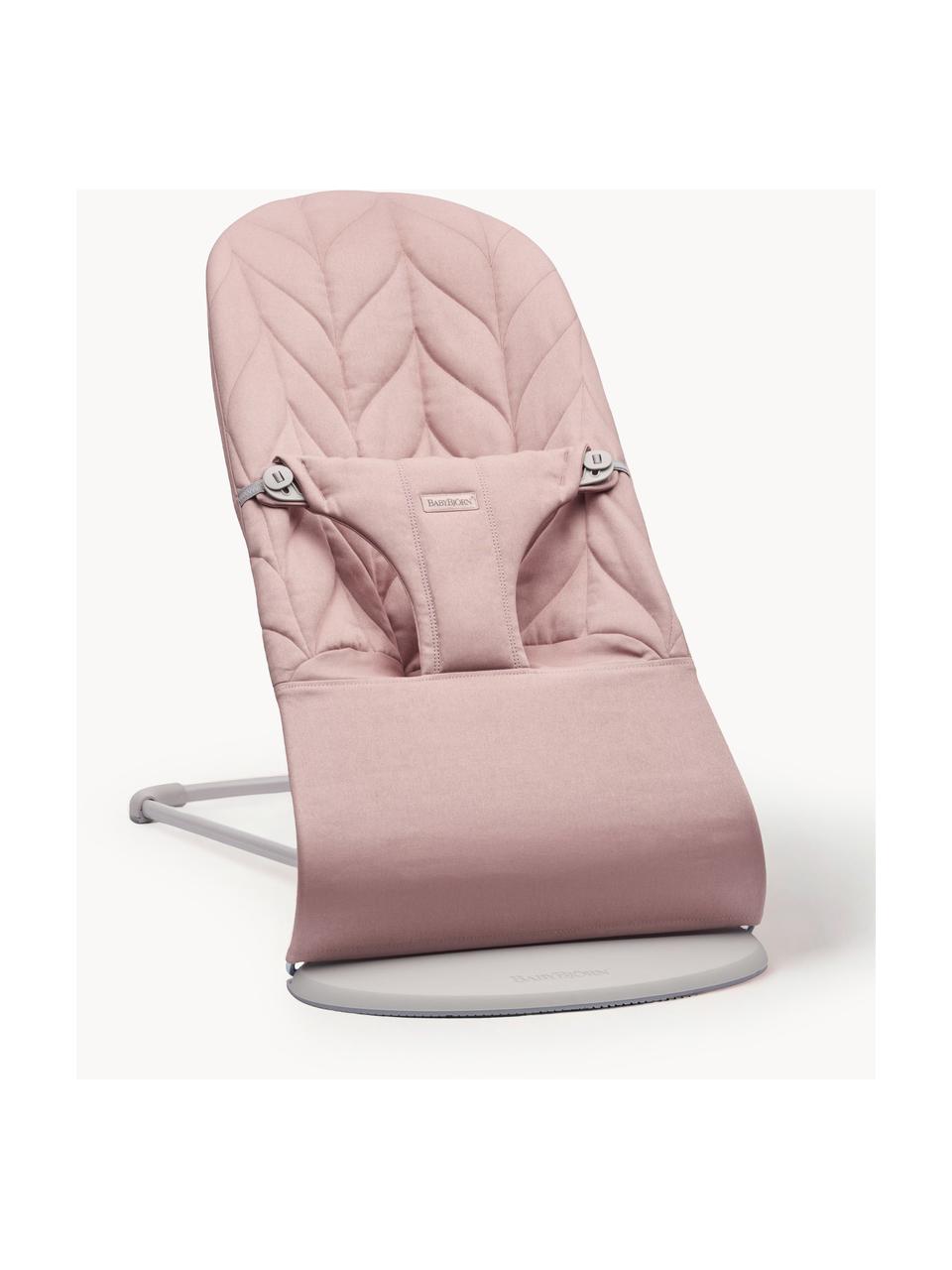 Gesteppte Babywippe Bliss, Bezug: 65 % Polyester (recycelt), Gestell: 79 % Metall, 21 % Kunstst, Hellrosa, B 35 x T 56 cm